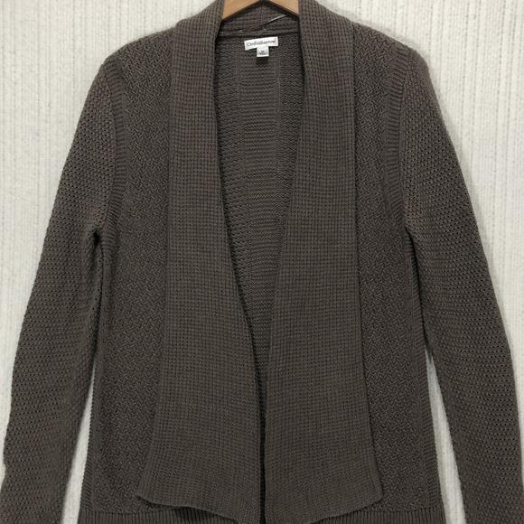 croft & barrow Sweaters - Croft & Barrow Womens M Taupe Open Front Shawl Collar Knit Cardigan Sweater